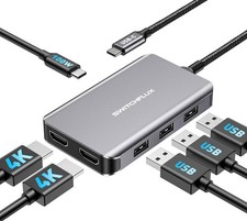 USB C Docking Station Dual Monitors Adapter,6 in 1 USB C Hub for Dual 4K HDMI...