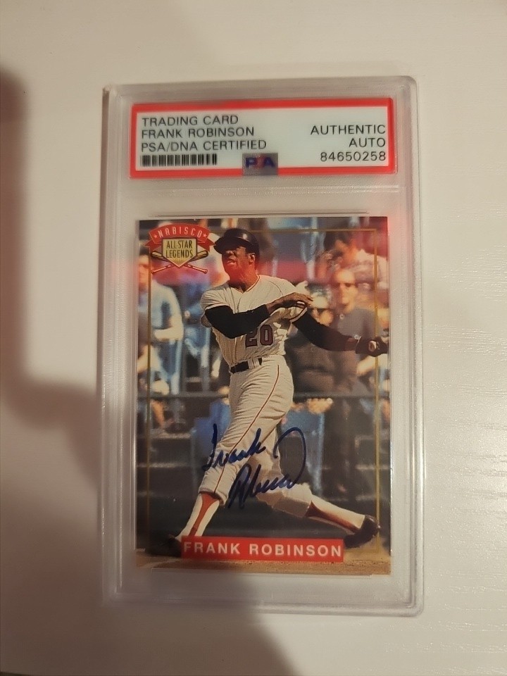 Frank Robinson Autographed Signed Baltimore Orioles 1974 All Star Legends Nabisco Card PSA Slab 