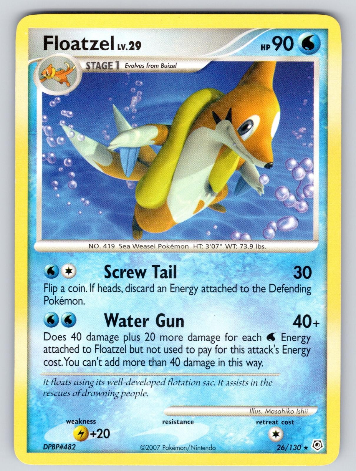 Floatzel 26/130 Rare Diamond & Pearl Pokemon Lightly Played