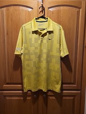 Nike Golf Polo Shirt Yellow Tour Performance Moisture Wicking Casual Men's Sz M