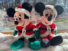 1993 Disney Store Santa Mickey and Minnie bean bag characters