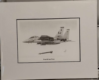 F-15E Strike Eagle ''Fourth But First'' 8X10 Matted Art Print by Willie Jones Jr