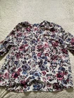 Chaps Women Floral Sheer 3/4 Sleeve Henley Blouse Multicolor Size 2X
