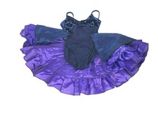 Major Motion Dance Wear Leotard Skirt Blue Purple Rhinestone Petite Adult Cospla