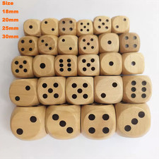 Large Wooden Dice Six Sided Spot Dice D6 RPG for Board Games 18mm 20mm 25mm 30mm