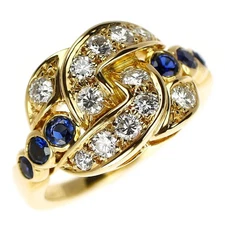 Chaumet K18YG sapphire diamond ring - Auth free shipping from Japan- Auth SELBY_