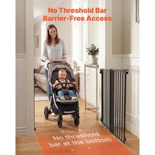 Baby Gate for Stairs, 28-43 in Adjustable Width, 36 in High Dog Gate, Black