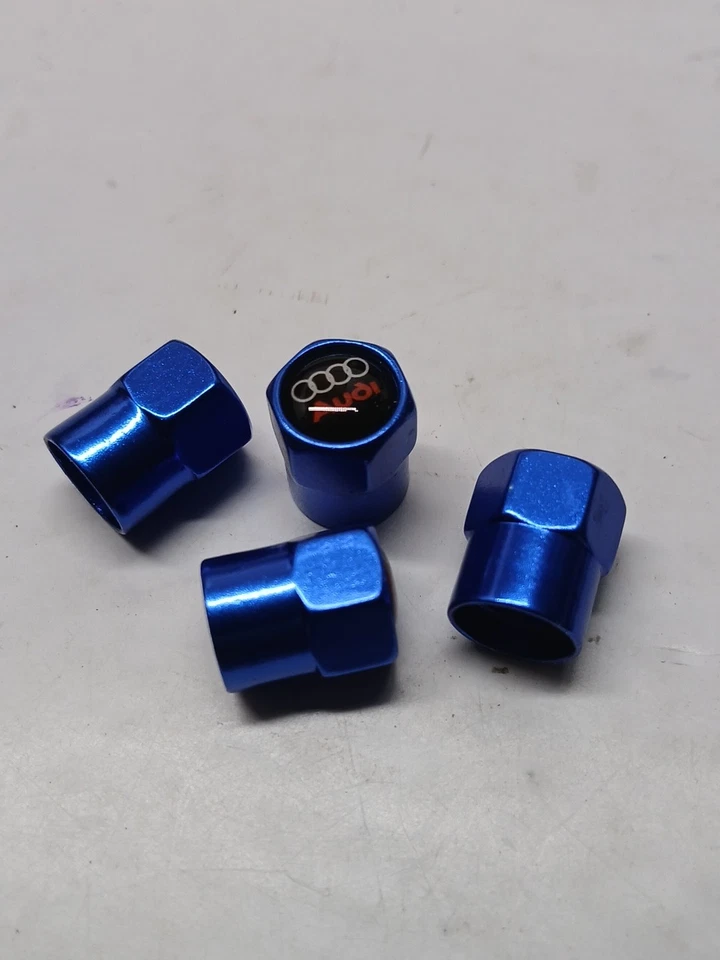 Tire Valve Stem Caps for Audi S3 A3 RS3 A4 A5 A6 A7 RS7 A8 Q3 BLUE Foto 2 de 3