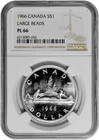 1966 S$1 Canada Proof Like Silver Dollar Large Beads NGC Graded PL 66