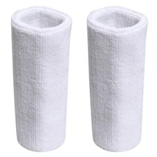 Sweatbands Sports Wristbands for Men and Women - 6 inch Elastic white