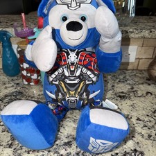 2016 Build A Bear Transformers Blue Plush Teddy Bear Toy Blue Eyes W/ Sounds 18"