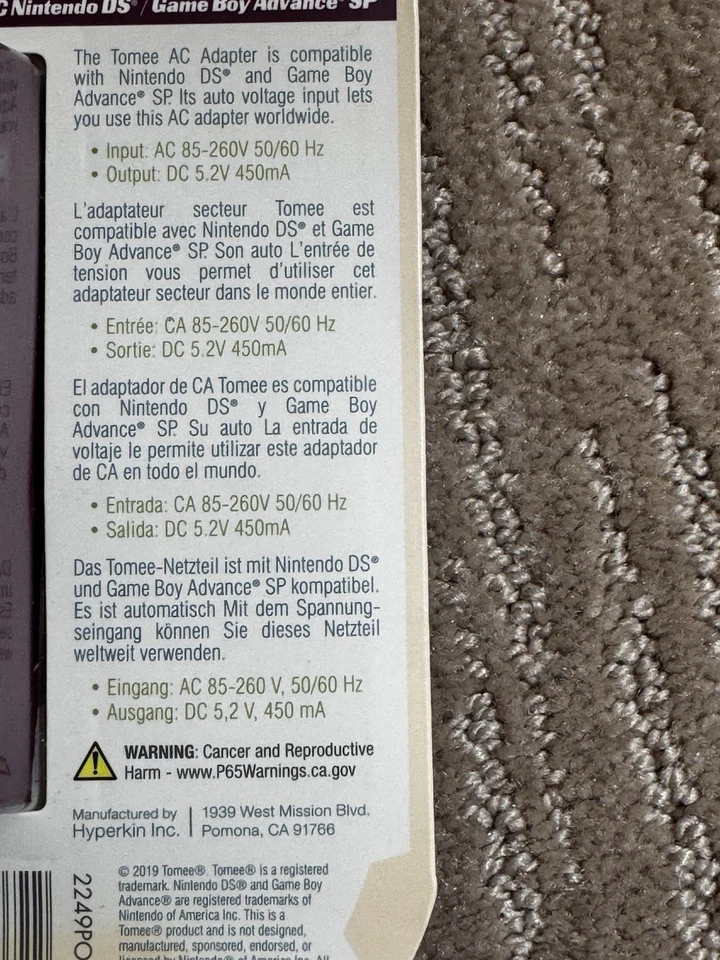 New Charger AC Adapter For Game Boy Advance SP (GBA SP) & Original Nintendo DS. - Image 4 of 4