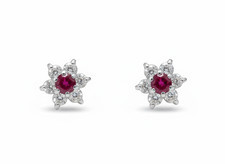 14k White Gold Beautiful Flower Shaped Stud Earrings for Women