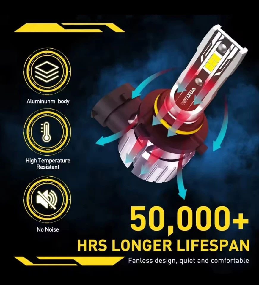 Auxito H11 H8 Pair LED Headlight High Low Beam 12v 6000k White - Image 4 of 4