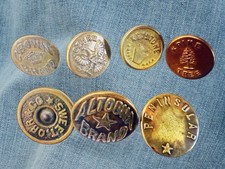 7 antique  OVERALL BUTTONS wobble shanks  FREE SHIPPING 5/8”-7/8"
