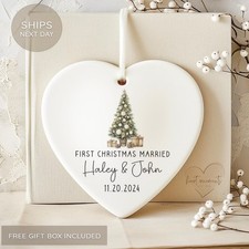 First Christmas Married Ceramic Ornament 2025 - Personalized Mr  Mrs Keepsake