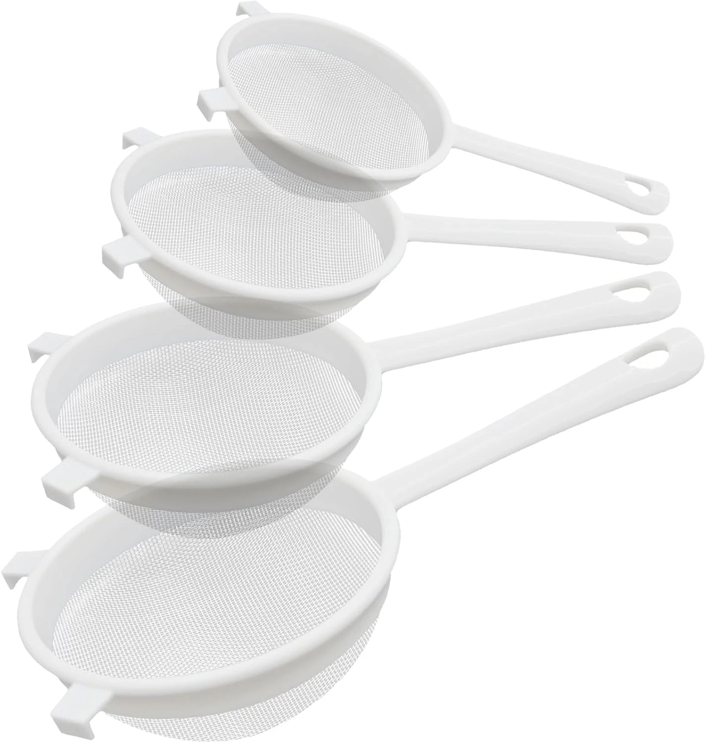 4 Pcs Plastic Nylon Fine Mesh Kefir Strainer Set with Handle, Sieve Fine Mesh Co