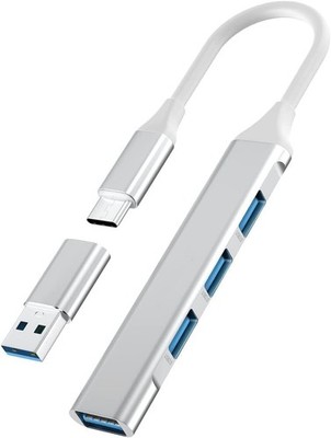 4-Port Mini USB C Hub - 3 USB 2.0 & 1 USB 3.0 Adapter für MacBook, Laptop & PC