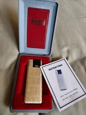 Vintage Hadson ELECTRONIC GAS Lighter Gold Tone Lighter - NEW IN CASE-NEVER USED