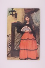 Spanish Senorita South Border Petley K196 Linen Postcard