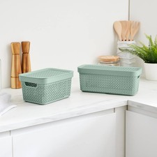 Ezy Storage 5L Mint Green Mode Basket with Lid - 3 Pack