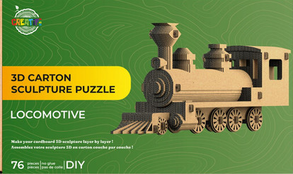 Puzzle 3D locomotive en carton idée cadeau originale pour anniversaire et passionné
