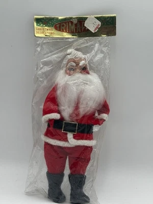 Vintage Trim-A-Pac Santa Claus Figure Rubber Face Japan Christmas MIP - Image 1 of 4