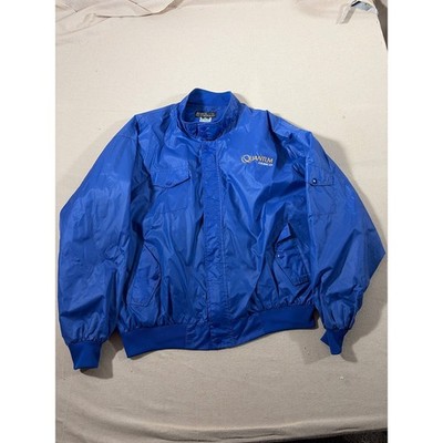 Vintage Zebco Quantum Fishing Windbreaker Jacket Blue Mens XL Embroidered Logo