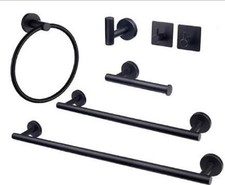TocTen 7 Piece Stainless Steel Bathroom Hardware Set Matte Black
