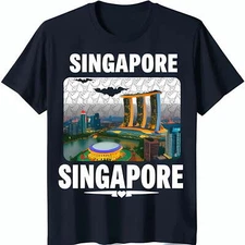 Colorful Bay Sands Graphic T-Shirt for Singapore Lovers Blue