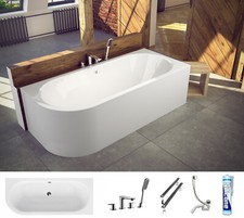 Badewanne Avita Eckwanne + Armatur PA 150x75 160x75 170x75 180x80 Schürze rechts