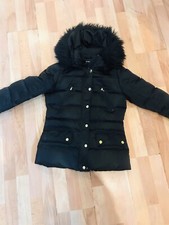 Designer Hallhuber Coat Jacket Size 36 Uk 8 Black Hooed Padded
