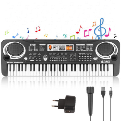 Digital Keyboard E-Piano Elektrische Klavier Tastatur 61 Tasten mit Mikrofon NEU