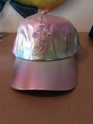 Disney Parks 50th Anniversary Earidescent Pink Mickey Mouse Baseball Cap NWT Disney Mickey Mouse Pink and White Cap Hat | Mercari main image 4