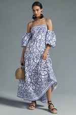 New Anthropologie Puff-Sleeve Eyelet Dress Size Xxs