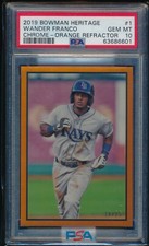 PSA 10 WANDER FRANCO 2019 Bowman Heritage Chrome ORANGE REFRACTOR #/25 GEM MINT