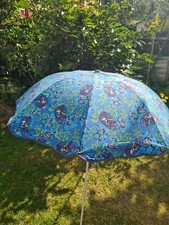 Vintage St Michael Retro Garden Sun Parasol -70s 80s Fish & Water Lillies & Bag