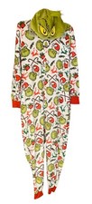 Grinch Dr Seuss Jumpsuit Pajama Size 2X Womens One Piece Christmas Hooded New