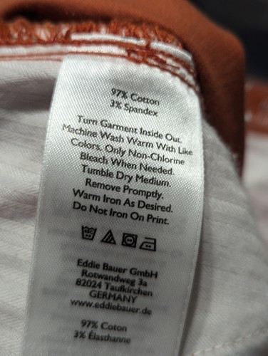 Pantalone Eddie Bauer 10 Petite Legend Lavaggio Ragazzo Slim Elasticizzato Arancione - Foto 19 di 21