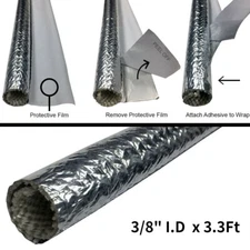 3/8" Self Closed Aluminized Sleeve Heat Shield Protection for Wire Cable Hose 1M