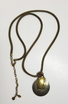 Vintage MARJORIE BAER SF Pendant NECKLACE Mixed Metal Abstract