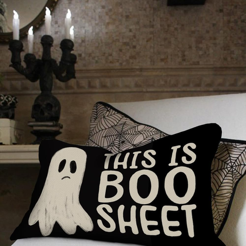 Halloween Kissenbezug 12x20 cm Geist lustig Halloween Spruch Dekoration Urlaub - Bild 4 von 12