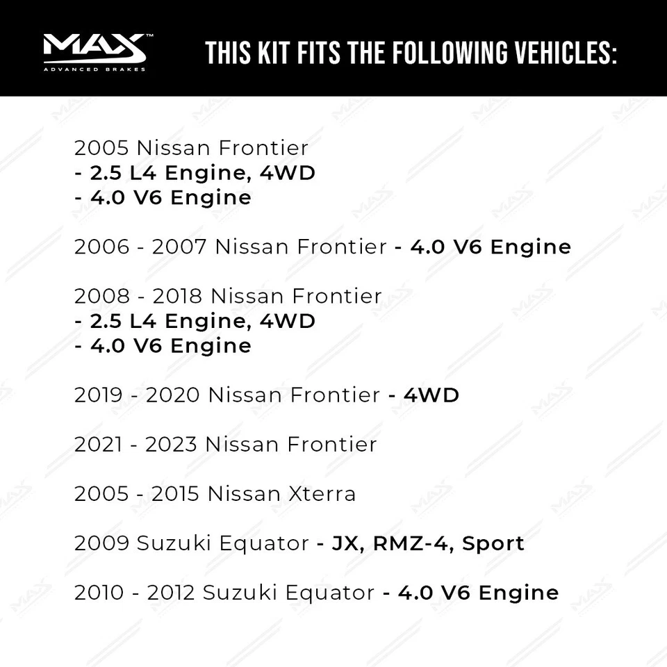 Front & Rear Drilled Slotted Rotors + Pads for 2005-2023 Nissan Frontier Xterra - Image 2 of 4