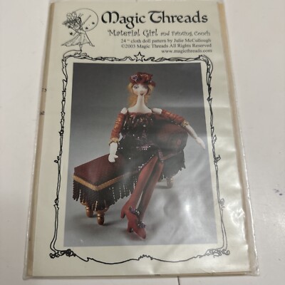 Vintage Sewing Pattern Magic Threads Cloth Doll   Material Girl  New Uncut