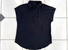 Pleione Ladies Short Sleeve Blouse/Top Size S Solid Black