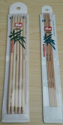 Neu - Prym Bambus Doppelspitze Stricknadeln L 20 cm - Größen 2,5 mm bis 5,5 mm