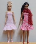 Barbie 11 1/2" Doll Clothing 2 Strapless Dresses Pastel Pink and Hearts Print — photo 1