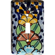 TalaMex Mexican Ceramic Wall Plate Clavel Single Toggle Switch Plate
