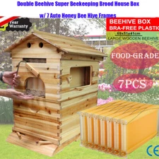 Cedar Wood Beehive Super Beekeeping Brood House Box + 7 Honey Bee Hive Frames