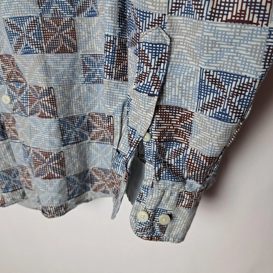 Camisa Caribeña Para Hombre XL Multicolor Botón Frontal Manga Larga Geométrica 1 Bolsillo Foto 4 de 4